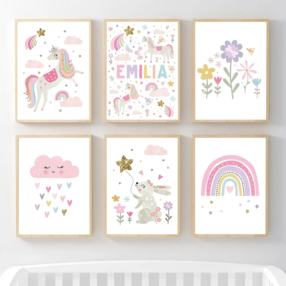 Pink Unicorn Rabbit Rainbow Cl - Baby Nursery Mirror ulasan dan harga