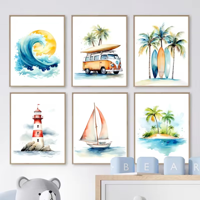 Surf Ocean Themed Nursery Beac - Baby Nursery Ocean Theme ulasan dan harga