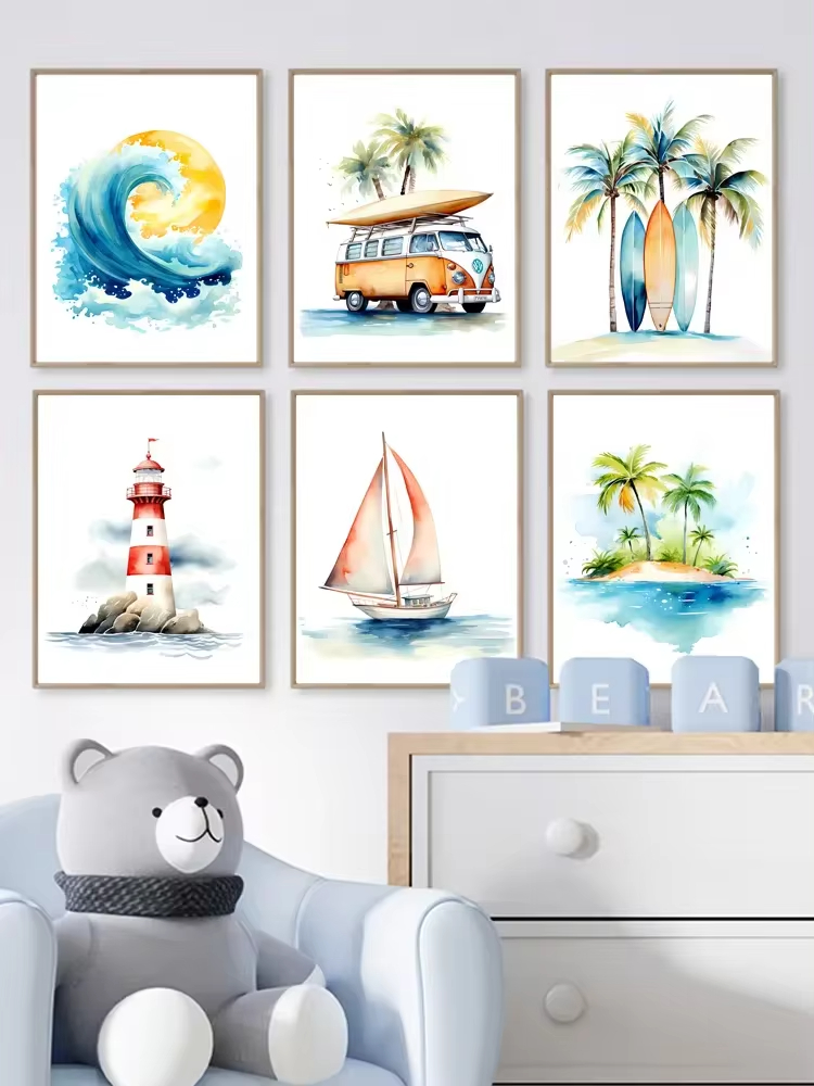 Surf Ocean Themed Nursery Beac - Baby Nursery Ocean Theme ulasan dan harga