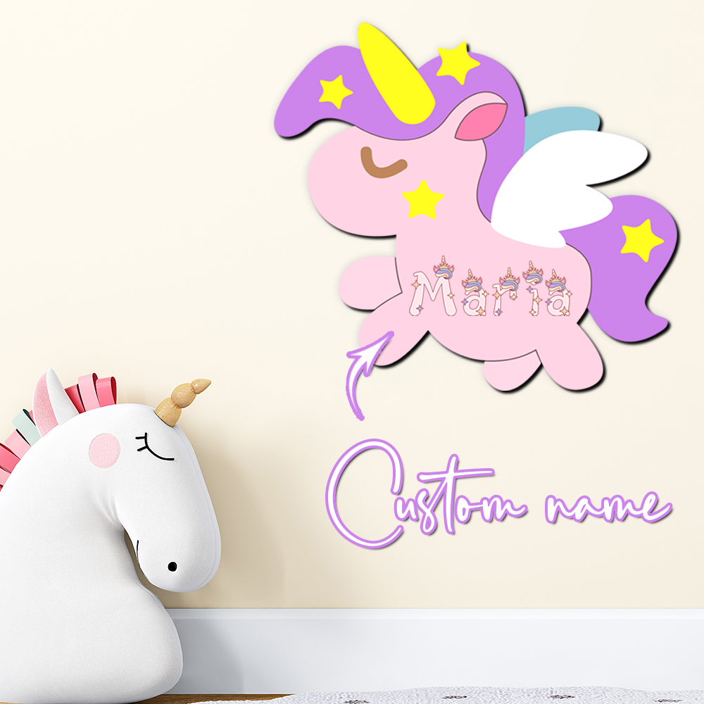 Custom Unicorn Wooden Name Sig - Baby Nursery Name Sign ulasan dan harga