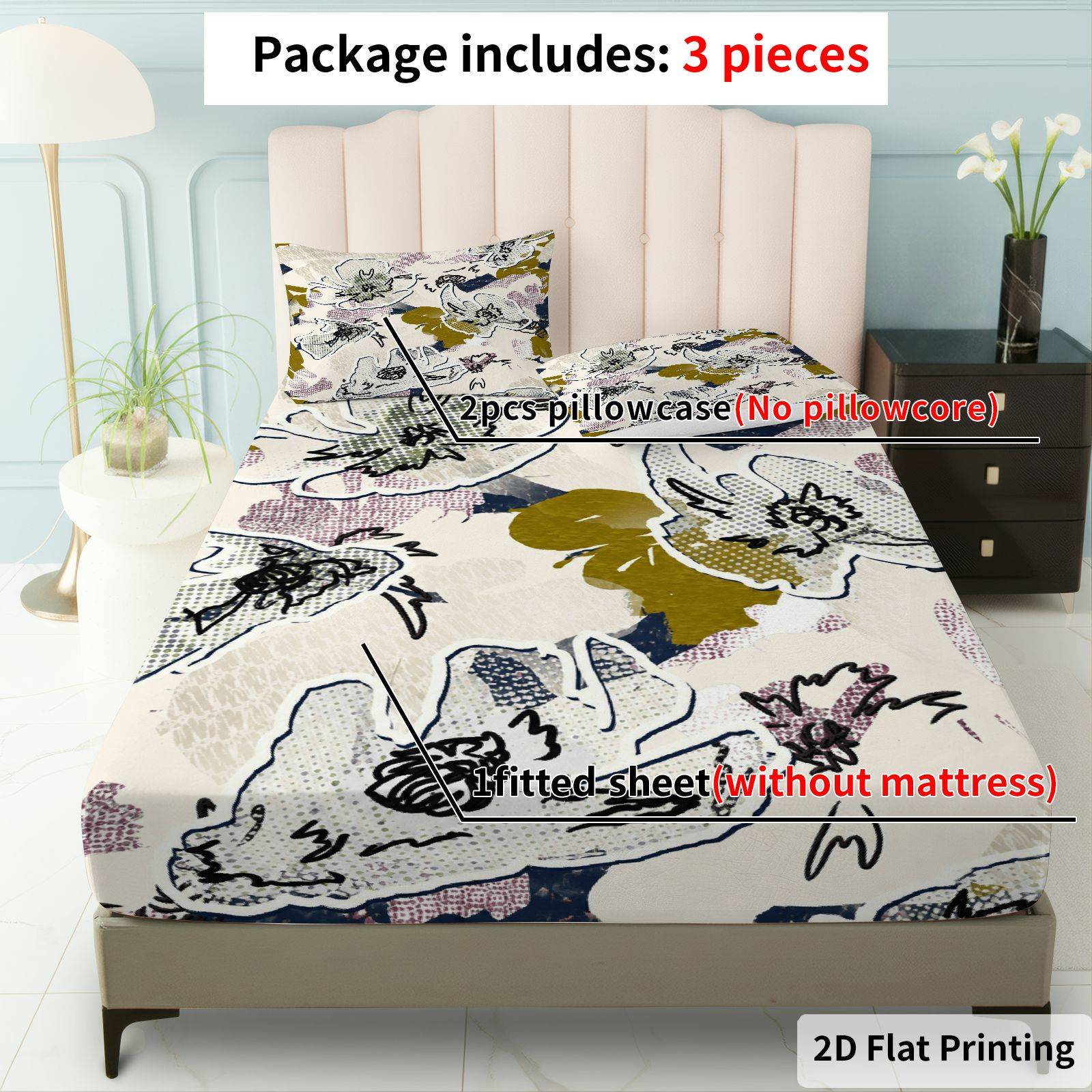 Floral Leaf Pattern Bed Sheets - Baby Nursery Bedding Sets ulasan dan harga