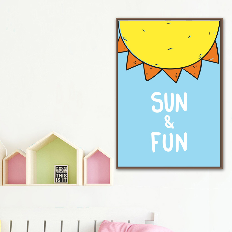 Cartoon Sun Orange Juice Poste - Baby Nursery Mirror ulasan dan harga