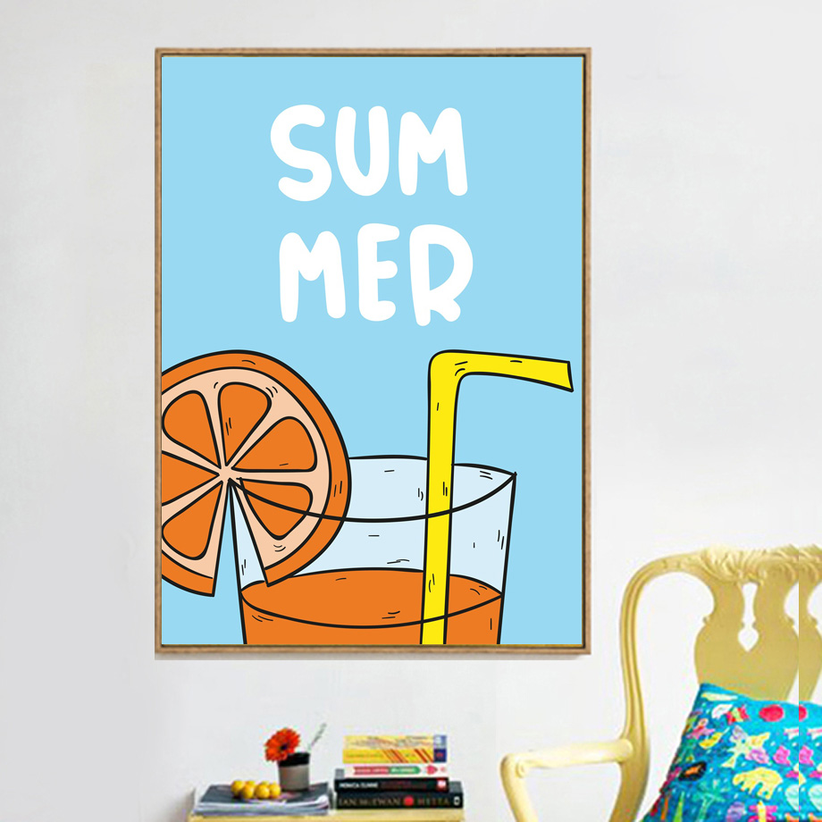 Cartoon Sun Orange Juice Poste - Baby Nursery Mirror ulasan dan harga