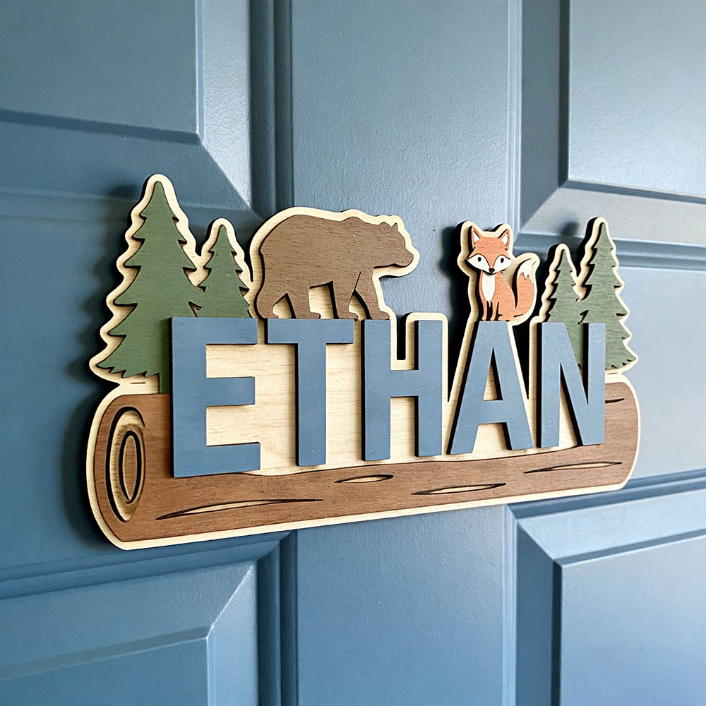 Woodland Forest Animal Persona - Baby Nursery Name Sign ulasan dan harga