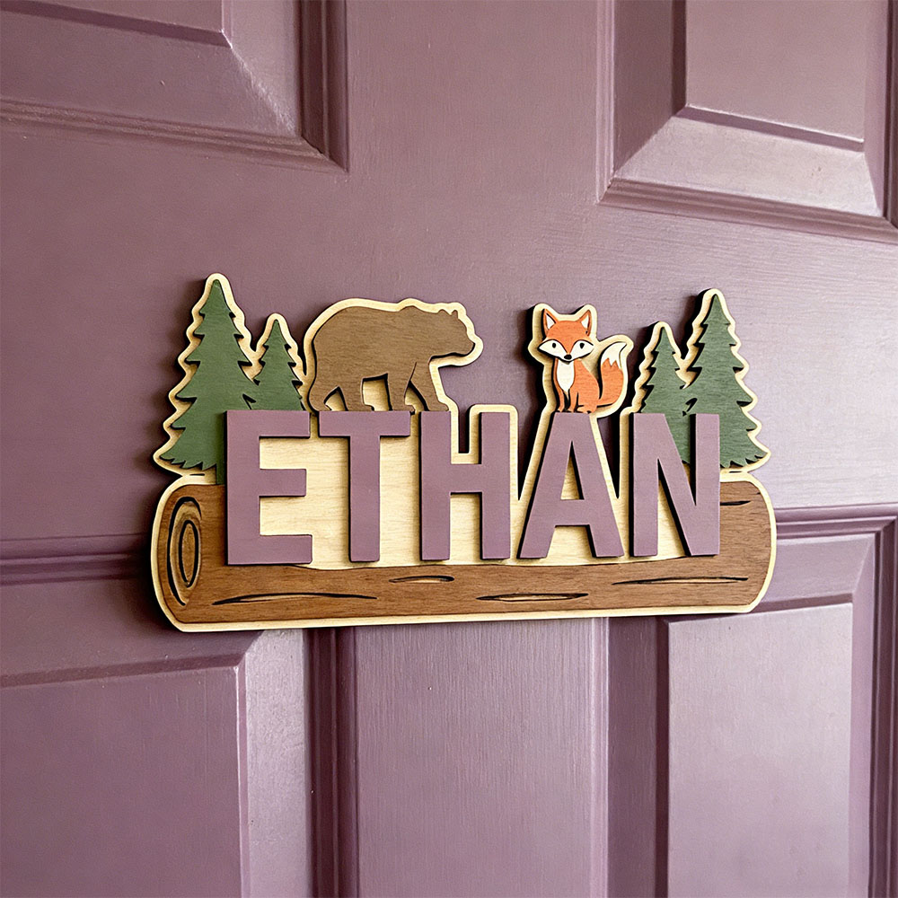 Woodland Forest Animal Persona - Baby Nursery Name Sign ulasan dan harga