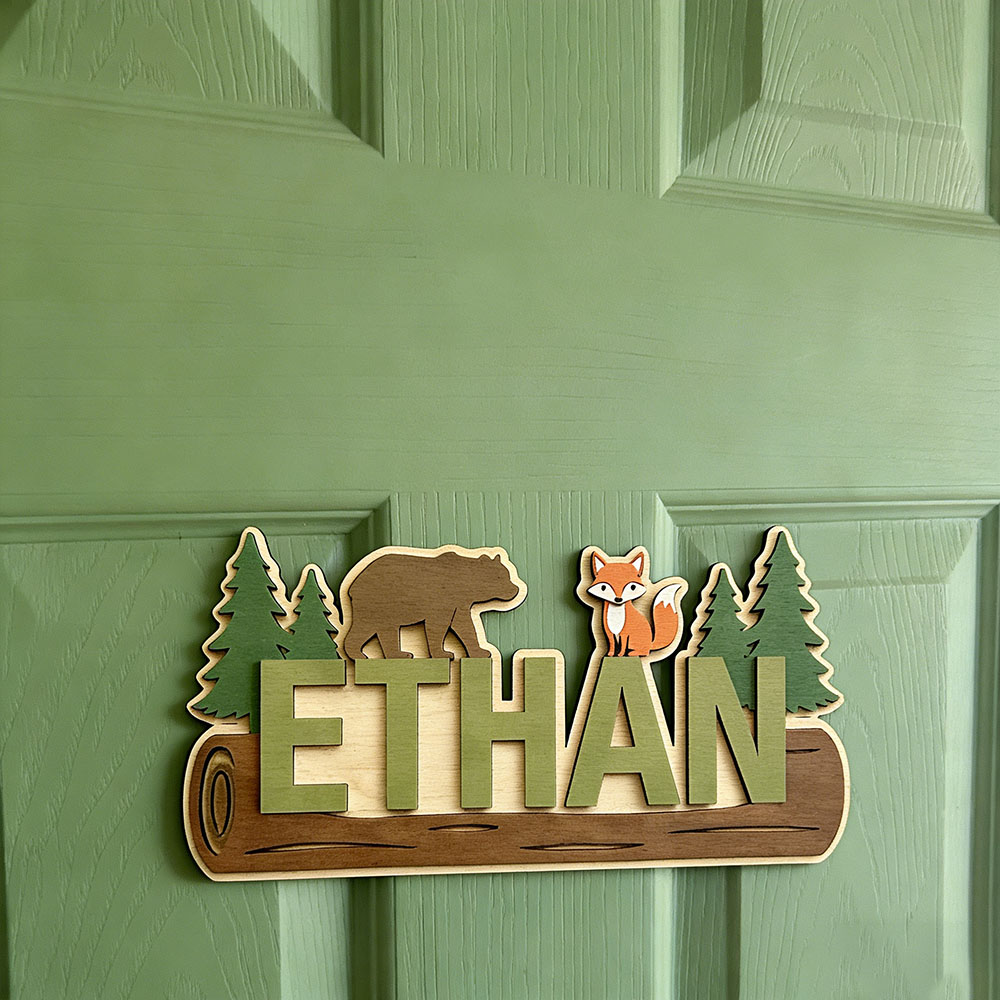 Woodland Forest Animal Persona - Baby Nursery Name Sign ulasan dan harga