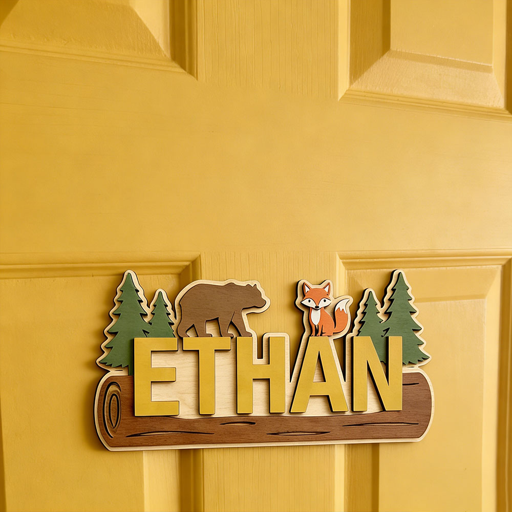 Woodland Forest Animal Persona - Baby Nursery Name Sign ulasan dan harga