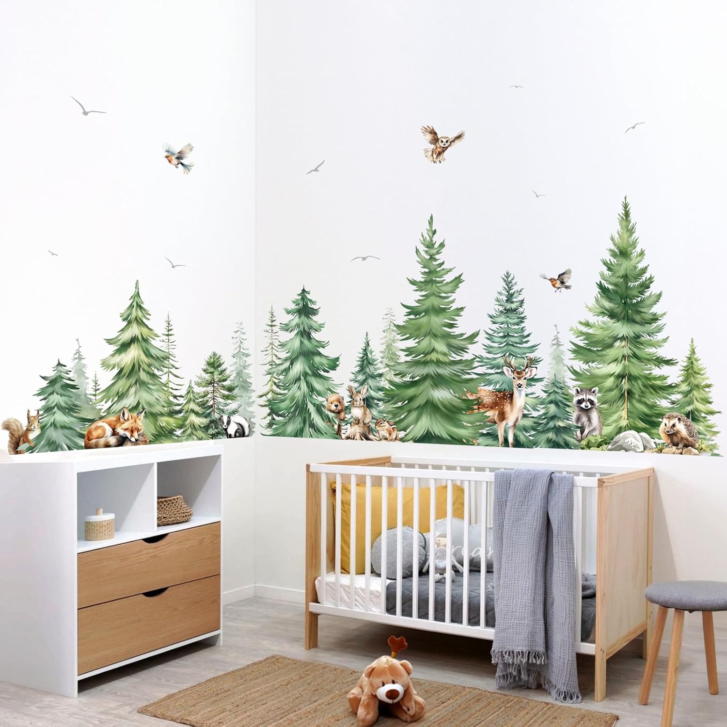 Large Watercolor Pine Tree Ani - Baby Nursery Needs ulasan dan harga