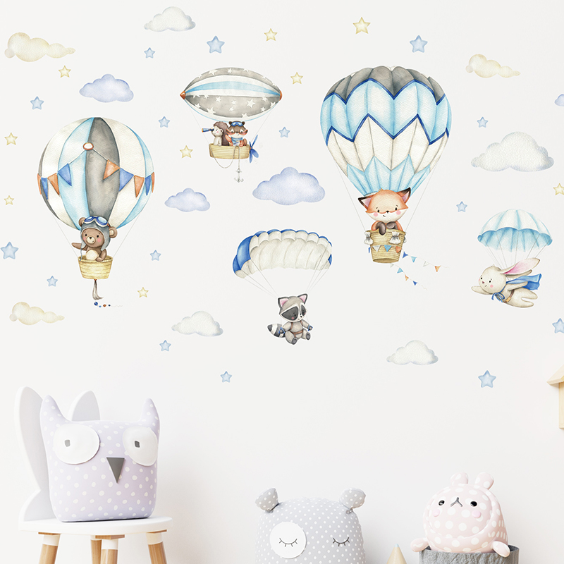 Cartoon Cute Animals Hot Air B - Baby Nursery Needs ulasan dan harga