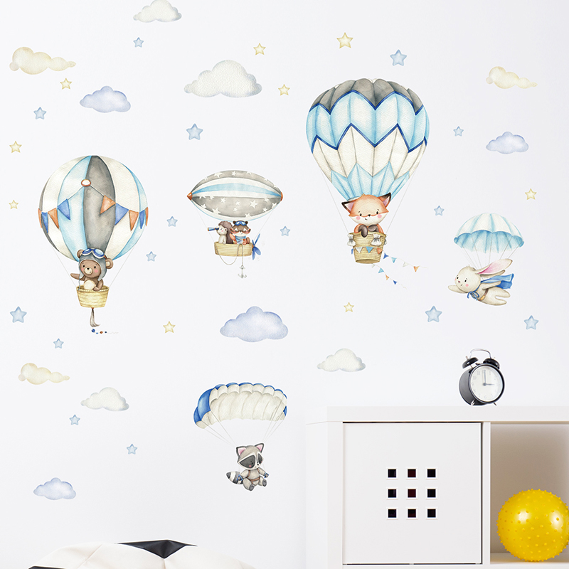 Cartoon Cute Animals Hot Air B - Baby Nursery Needs ulasan dan harga