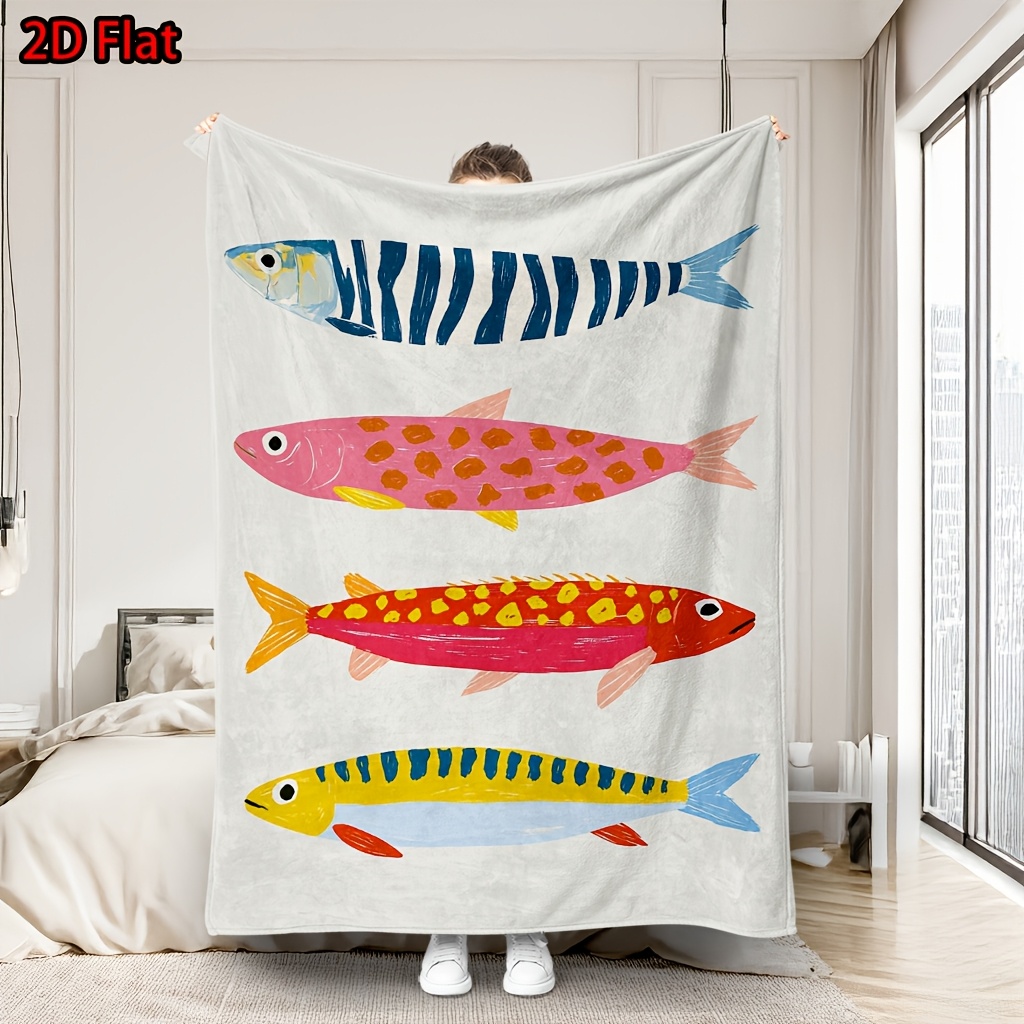 Whimsical Fish Print Throw Bla - Baby Nursery Ocean Theme ulasan dan harga