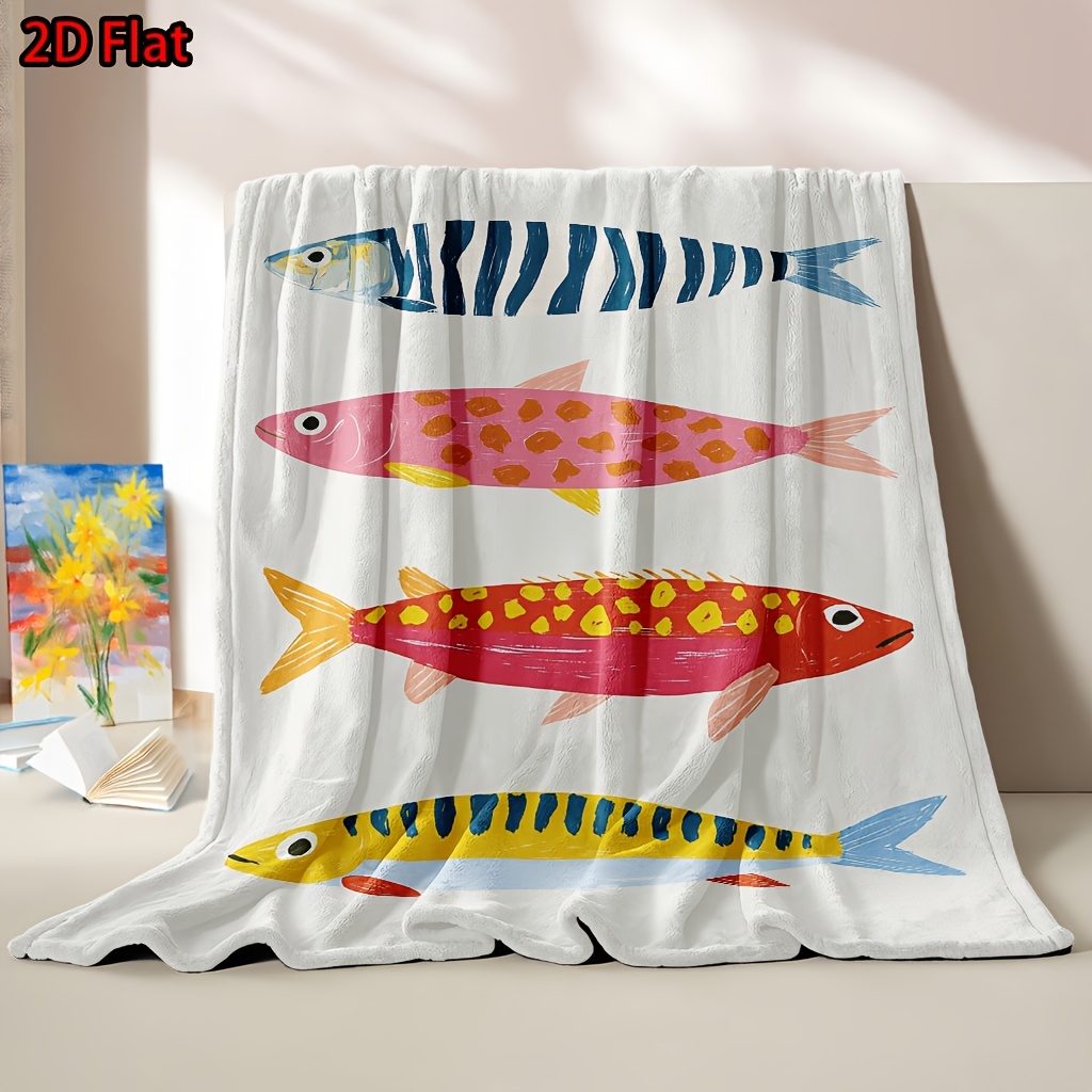 Whimsical Fish Print Throw Bla - Baby Nursery Ocean Theme ulasan dan harga