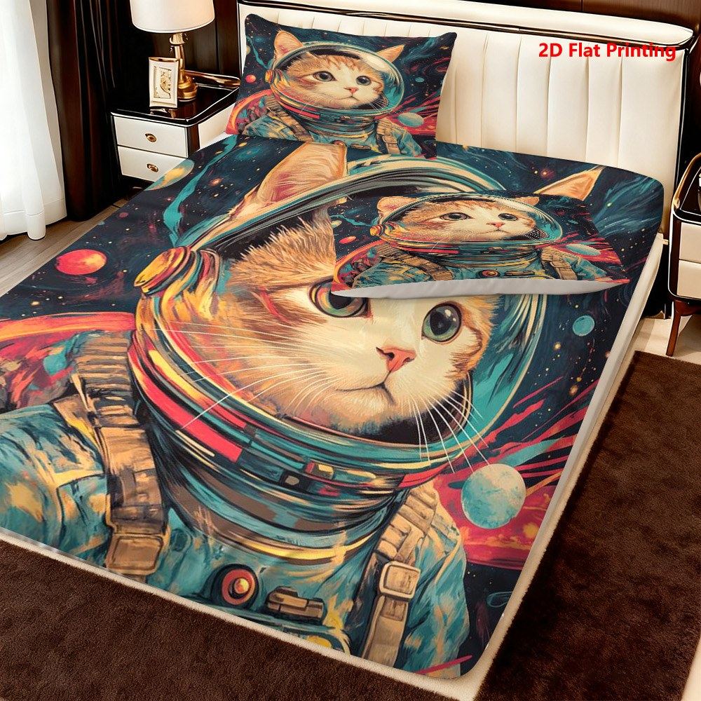 Space Cat Astronaut Bed Sheet  - Baby Nursery Bedding Sets ulasan dan harga