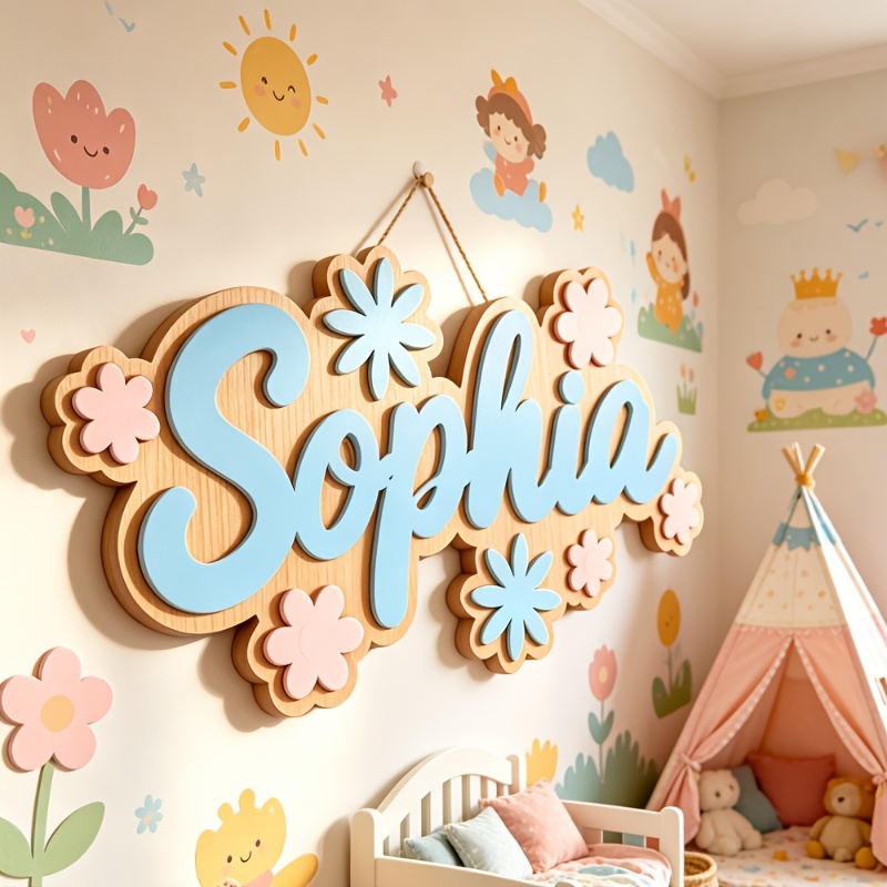 Personalized Floral Themed Nam - Baby Nursery Name Sign ulasan dan harga