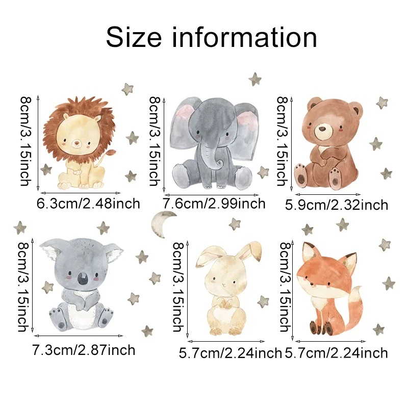 6pcs/set Cartoon Animals Wall  - Baby Nursery Water ulasan dan harga