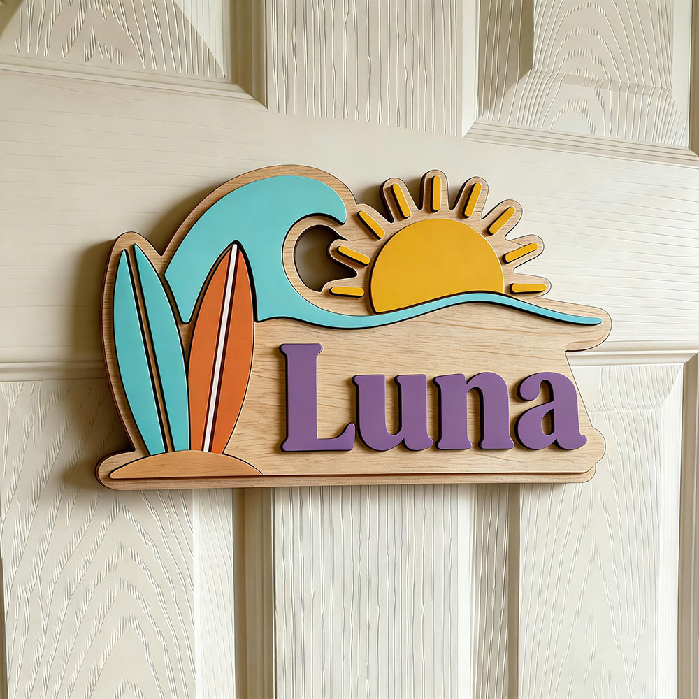 Custom Beach Wave Surfboard Su - Baby Nursery Name Sign ulasan dan harga