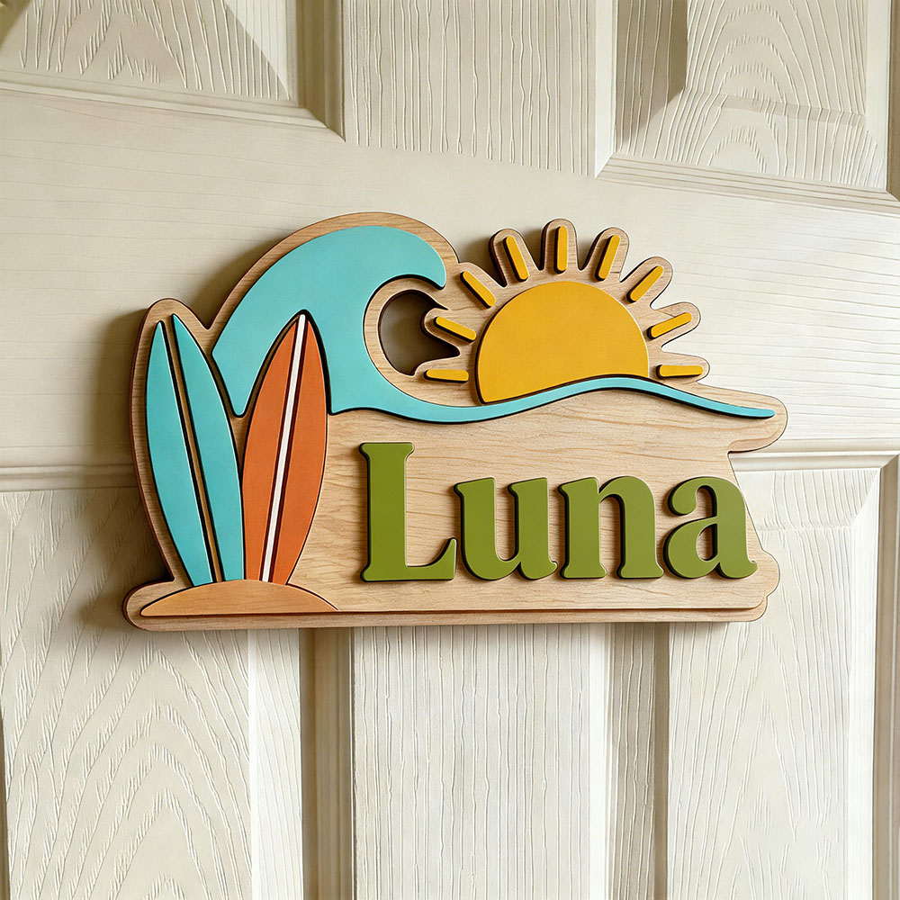Custom Beach Wave Surfboard Su - Baby Nursery Name Sign ulasan dan harga