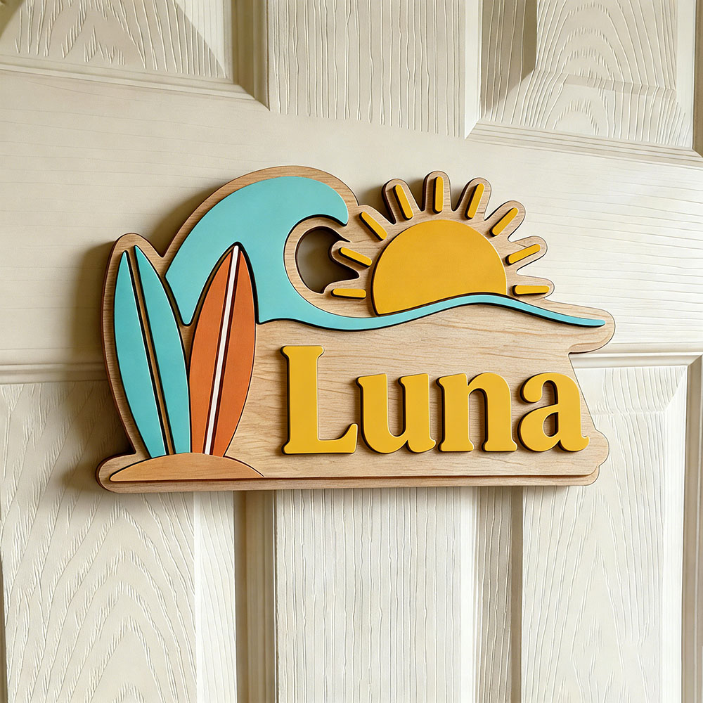 Custom Beach Wave Surfboard Su - Baby Nursery Name Sign ulasan dan harga